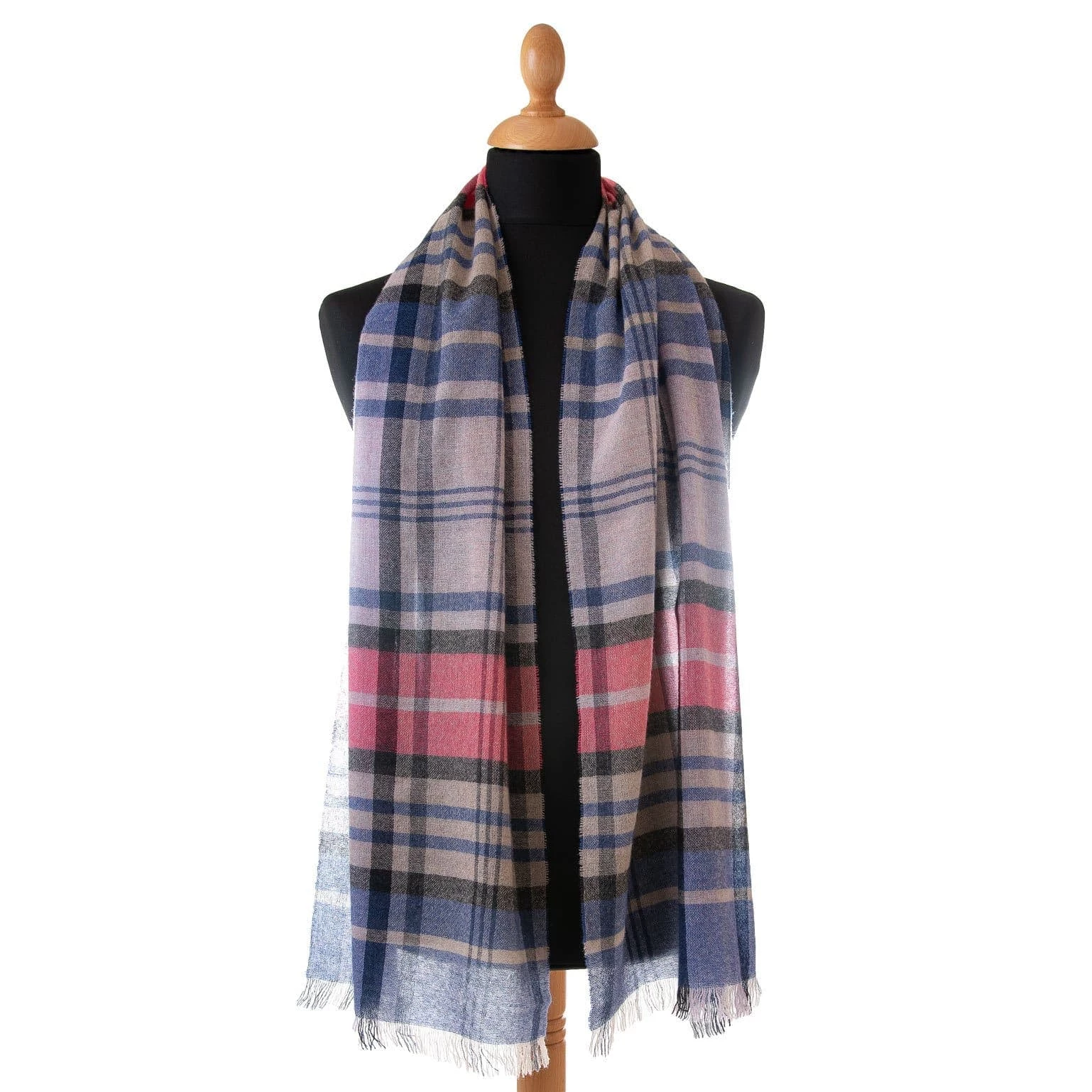 Elizabetta Bolzano Pink & Blue Cashmere Scarf Shawl 9 Elizabetta Bolzano Pink & Blue Cashmere Scarf Shawl - Image 7
