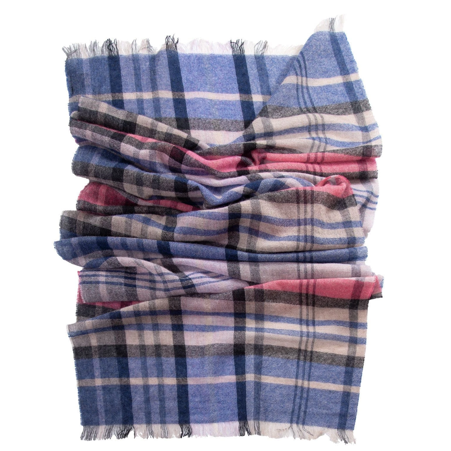 Elizabetta Bolzano Pink & Blue Cashmere Scarf Shawl 8 Elizabetta Bolzano Pink & Blue Cashmere Scarf Shawl - Image 6