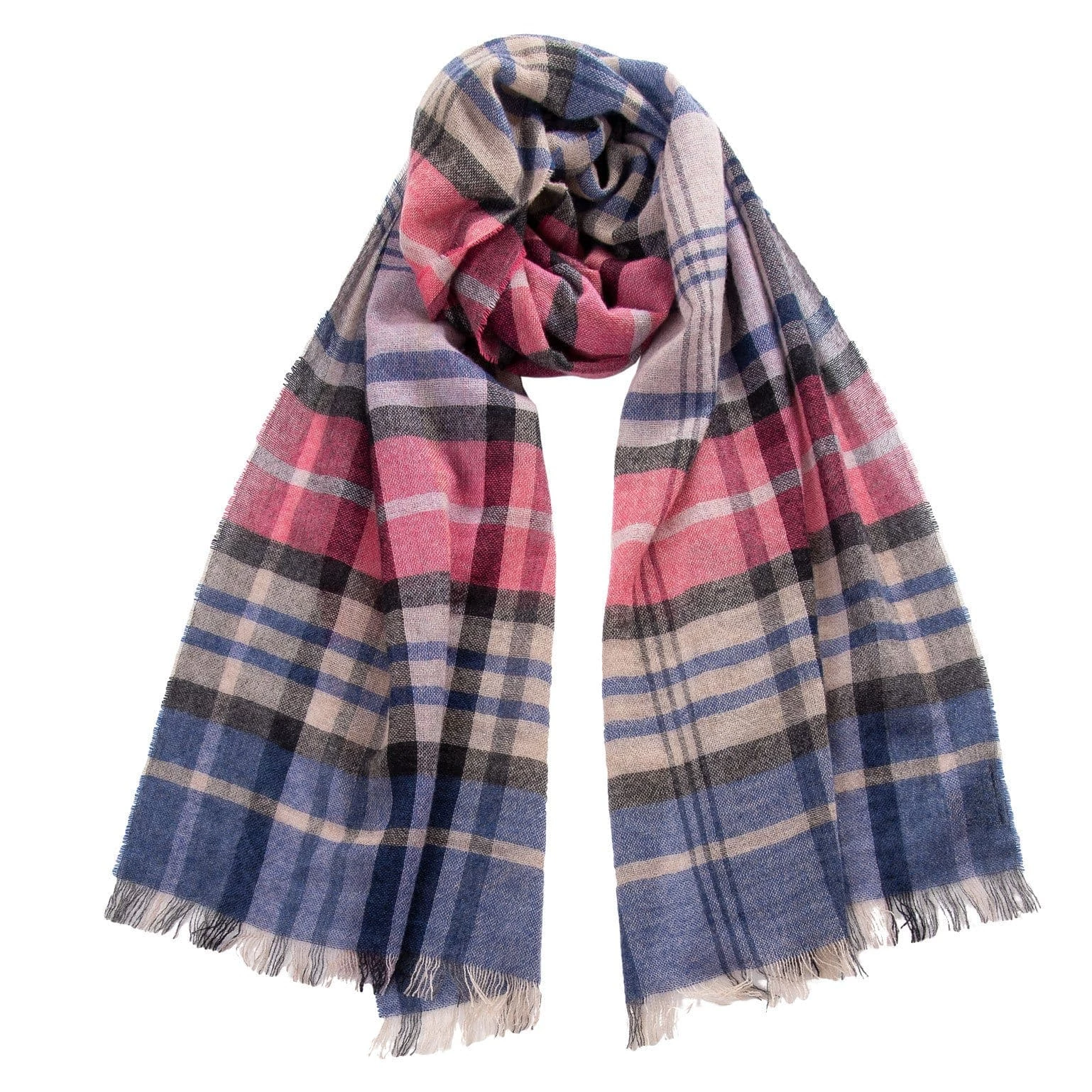 Elizabetta Bolzano Pink & Blue Cashmere Scarf Shawl 3 Elizabetta Bolzano Pink & Blue Cashmere Scarf Shawl