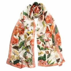 Elizabetta Rosa Peach Long Satin Silk Scarf