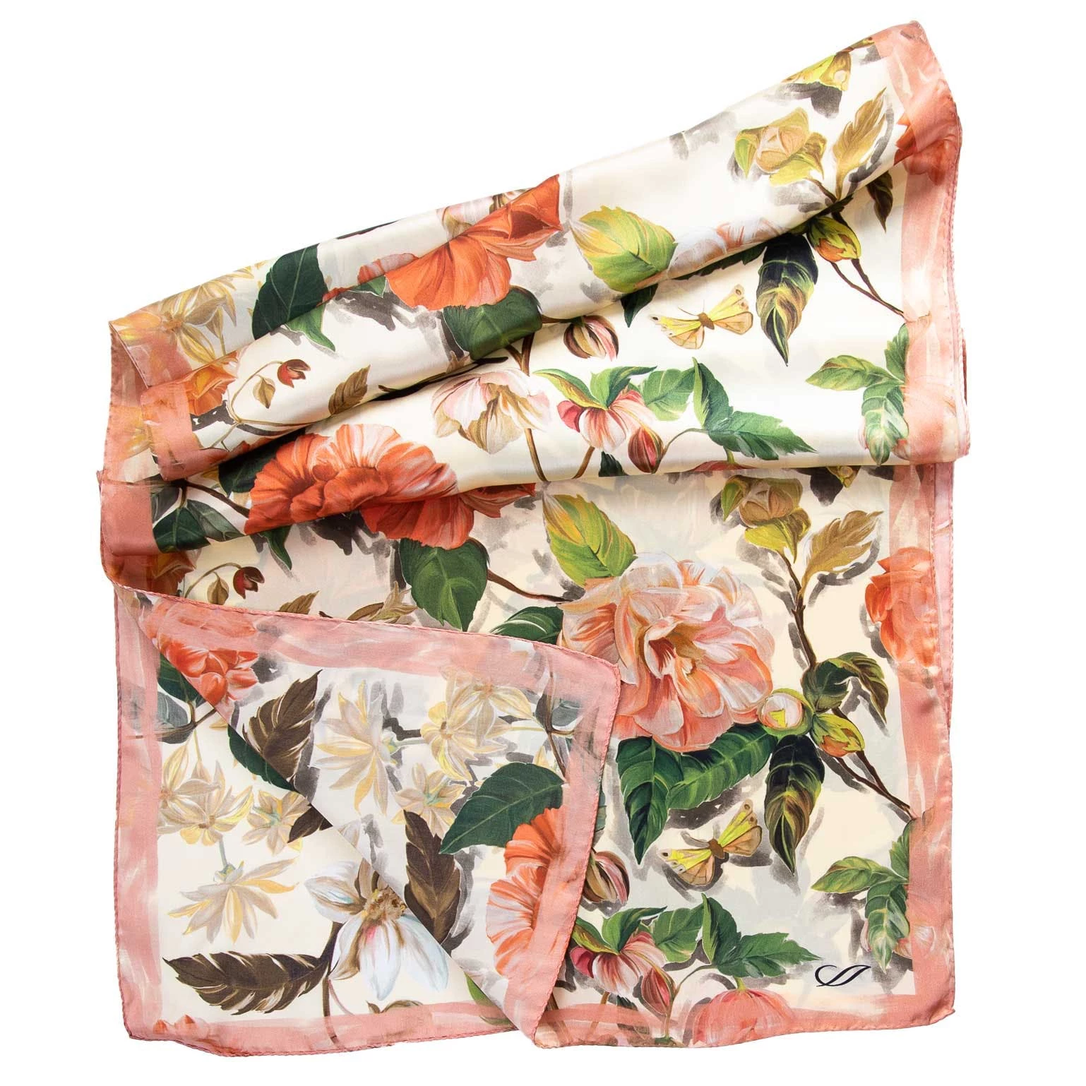 Elizabetta Rosa Peach Long Satin Silk Scarf 8 Elizabetta Rosa Peach Long Satin Silk Scarf - Image 6
