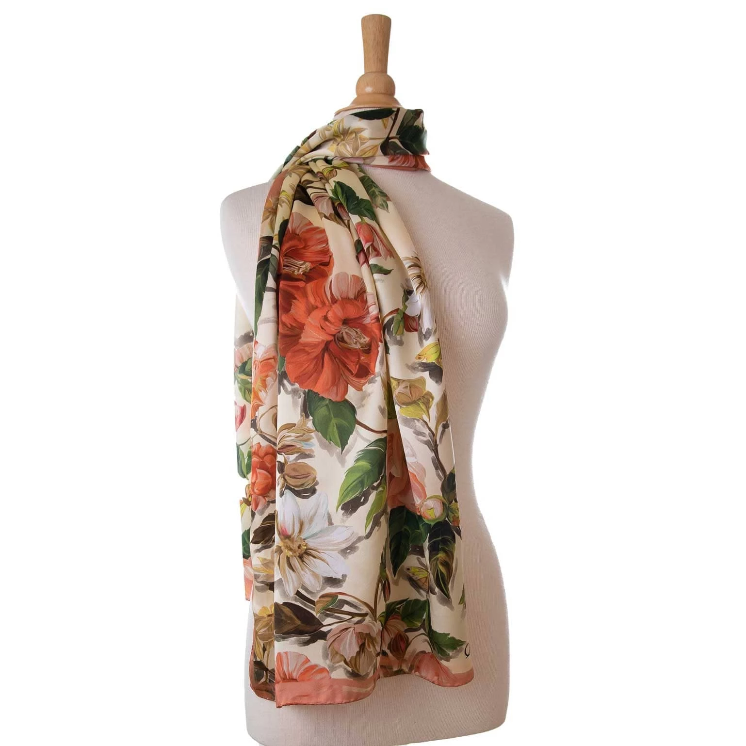 Elizabetta Rosa Peach Long Satin Silk Scarf 5 Elizabetta Rosa Peach Long Satin Silk Scarf - Image 3