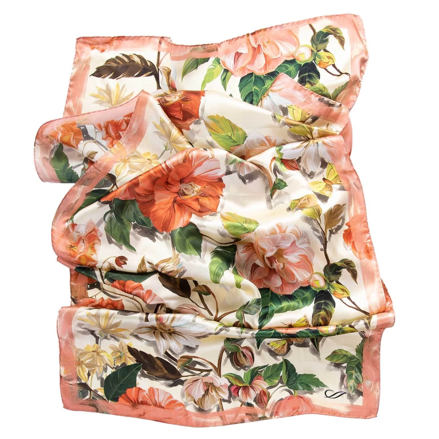 Elizabetta Rosa Peach Long Satin Silk Scarf 9 Elizabetta Rosa Peach Long Satin Silk Scarf - Image 7