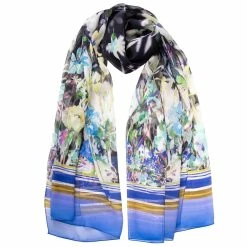 Elizabetta Sabrina Blue Silk Scarf/Shawl