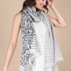 Saachi Style Penelope Paisley Striped Scarf