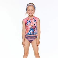 Deux Par Deux Inted Swimwear Headband - Pink/Blue Butterflies -Beechfield Sales M00661826440373 2828623660