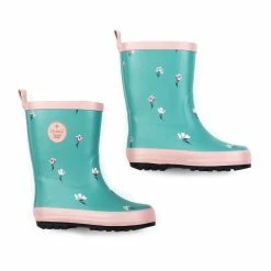 Deux Par Deux Inted Rain Boots Dusty Blue Mini Flowers