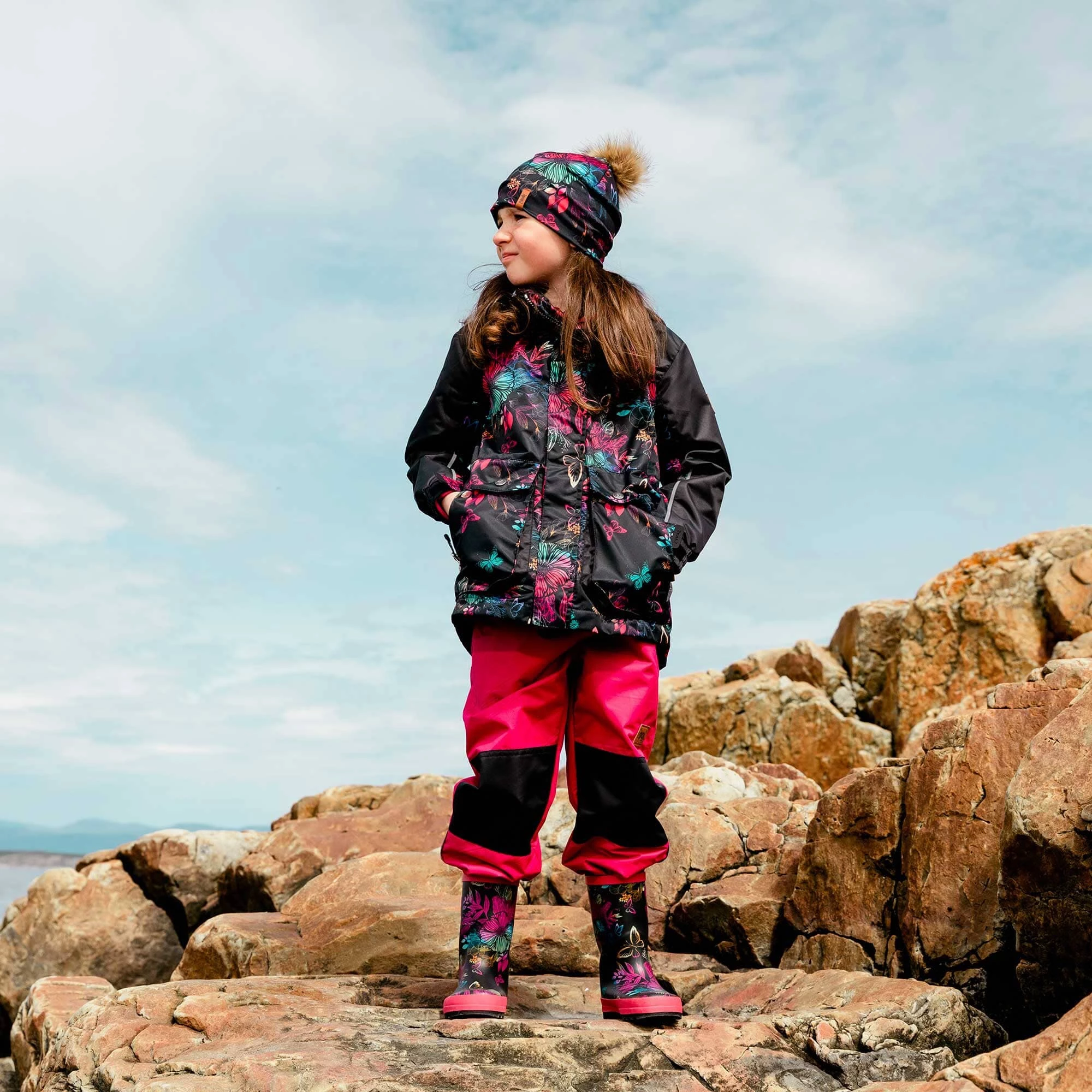 Deux Par Deux Inted Rain Boots Black Butterflies 4 Deux Par Deux Inted Rain Boots Black Butterflies - Image 2