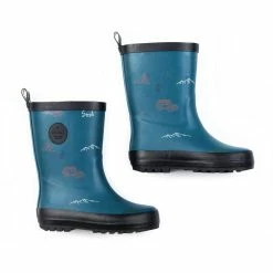 Deux Par Deux Inted Rain Boots Blue Camping