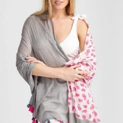 Saachi Style Paisley Pattern Print Scarf With Tassel Fringe