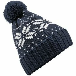 Beechfield Unisex Fair Isle Snowstar Winter Beanie Hat (French Navy / White)