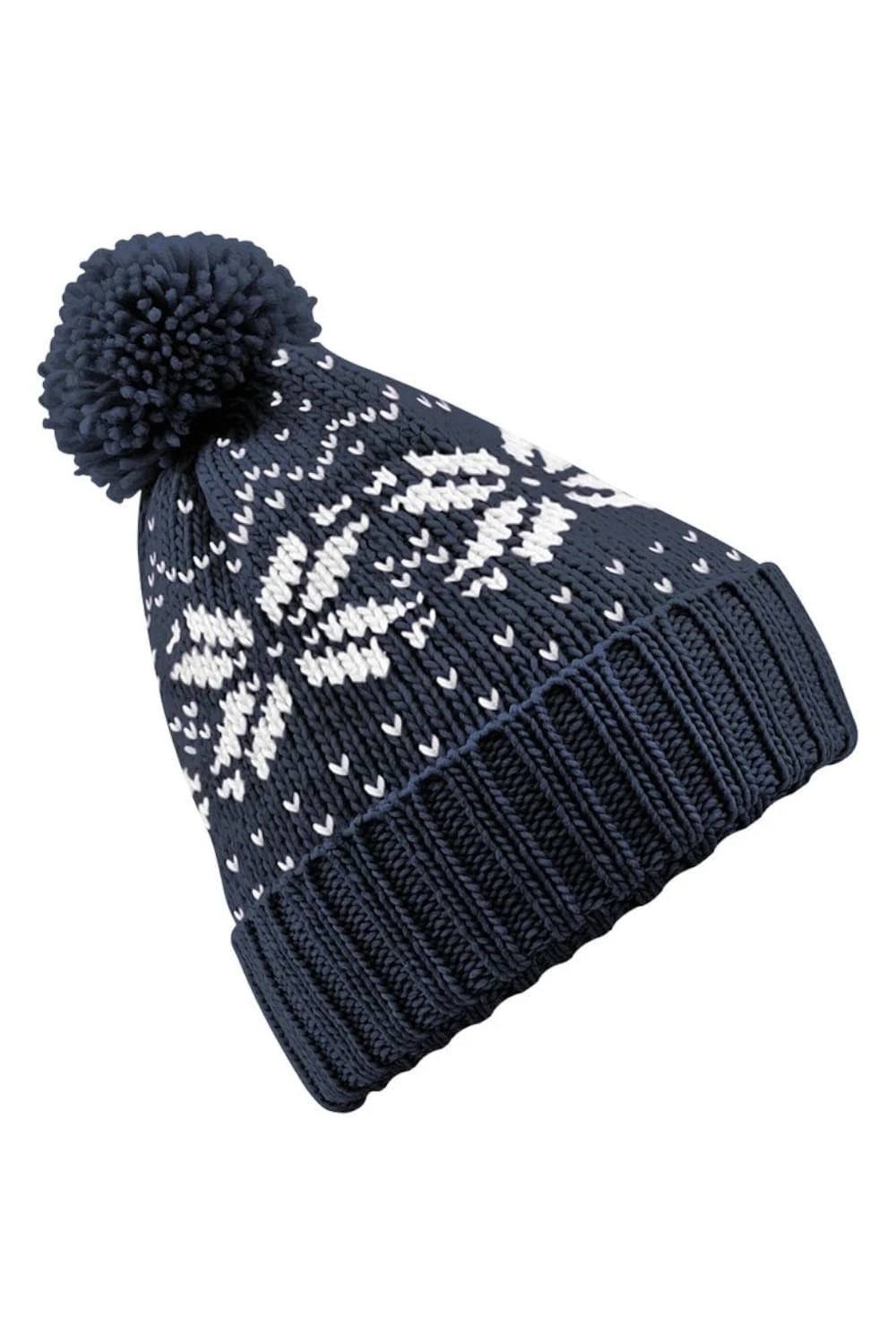 Beechfield Unisex Fair Isle Snowstar Winter Beanie Hat (French Navy / White) 3 Beechfield Unisex Fair Isle Snowstar Winter Beanie Hat (French Navy / White)