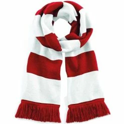 Beechfield Varsity Unisex Winter Scarf (Double Layer Knit) (Classic Red / White)