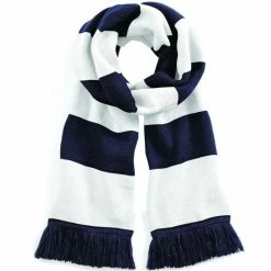 Beechfield Varsity Unisex Winter Scarf (Double Layer Knit) (French Navy / White)