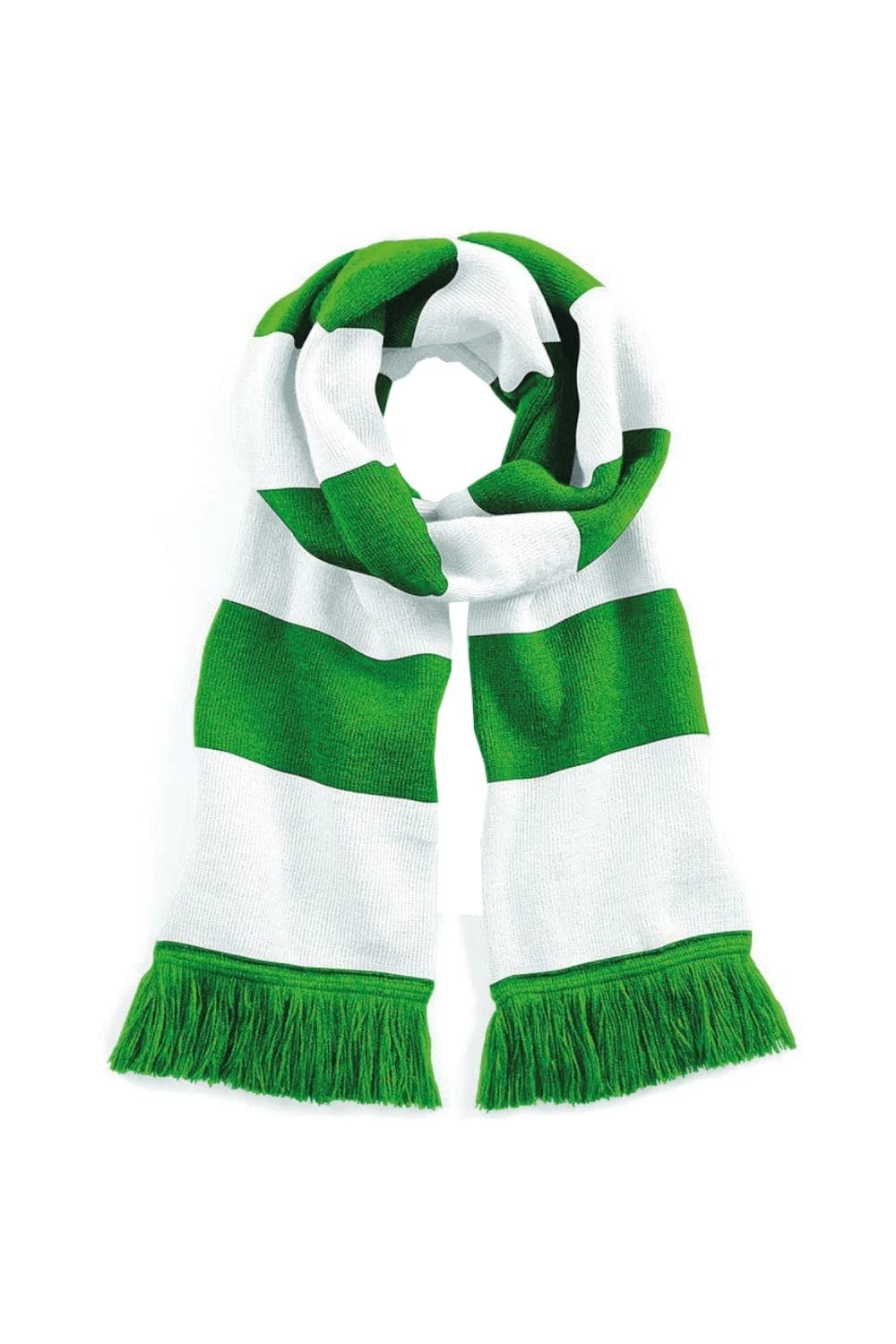 Beechfield Varsity Unisex Winter Scarf (Double Layer Knit) (Kelly Green / White) 3 Beechfield Varsity Unisex Winter Scarf (Double Layer Knit) (Kelly Green / White)