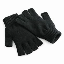 BEECHFIELD Unisex Plain Basic Fingerless Winter Gloves - Black