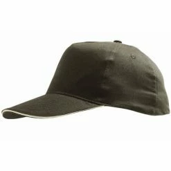 SOLS Unisex Sunny 5 Panel Baseball Cap - Army/Beige