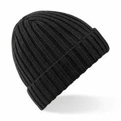 Beechfield Unisex Winter Chunky Ribbed Beanie Hat (Black)