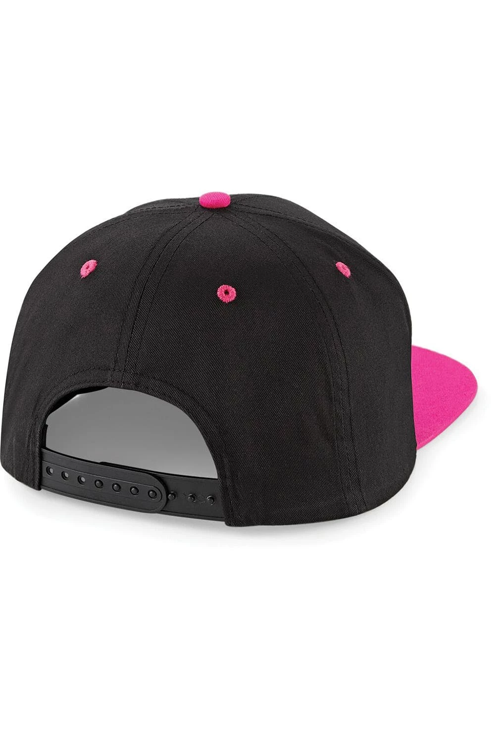 BEECHFIELD Unisex 5 Panel Contrast Snapback Cap - Black/ Fuchsia 4 BEECHFIELD Unisex 5 Panel Contrast Snapback Cap - Black/ Fuchsia - Image 2