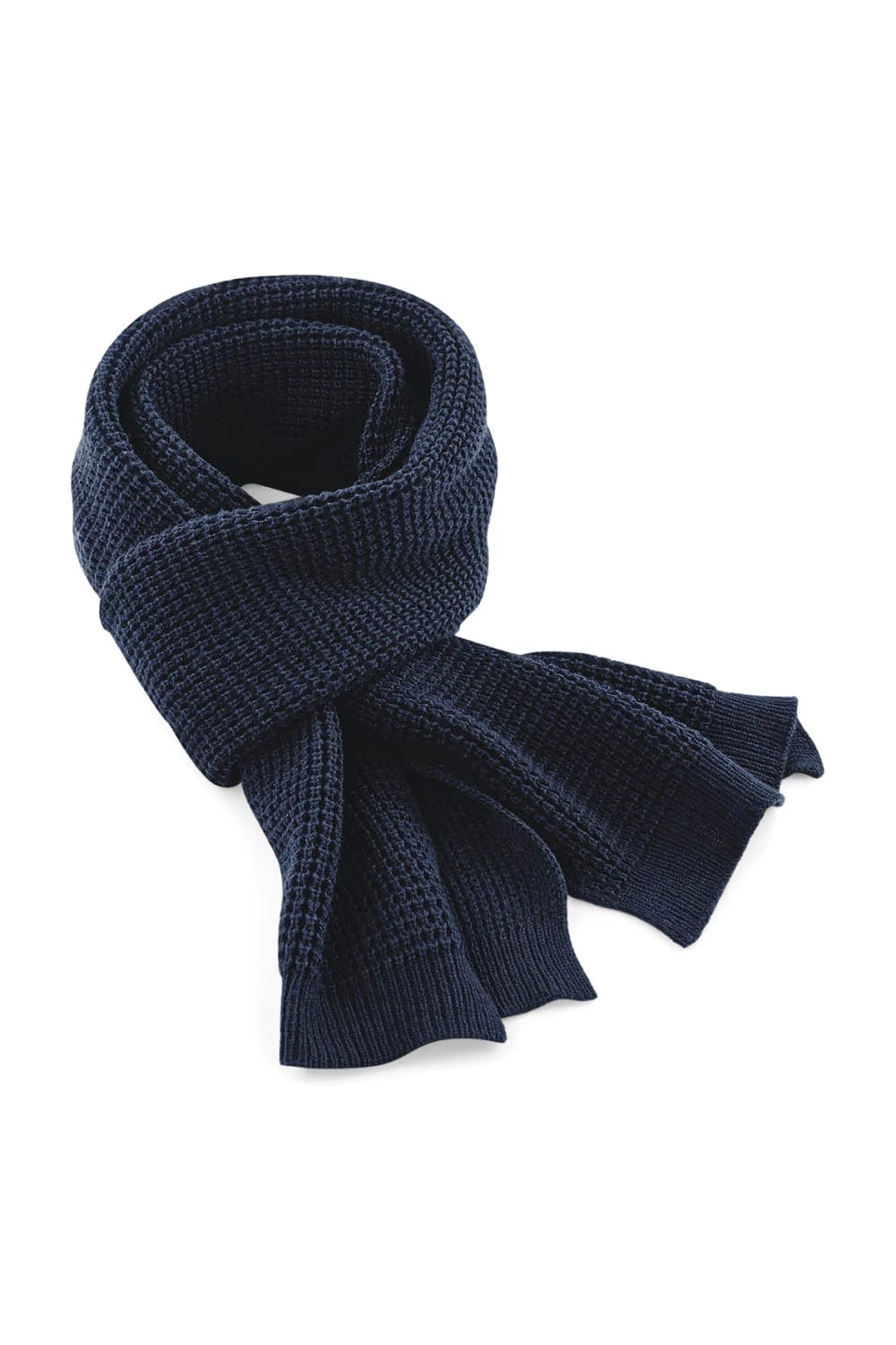 Beechfield Unisex Classic Waffle Knit Winter Scarf (French Navy) 3 Beechfield Unisex Classic Waffle Knit Winter Scarf (French Navy)