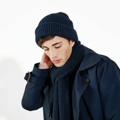 Beechfield Unisex Classic Waffle Knit Winter Scarf (French Navy) 5 Beechfield Unisex Classic Waffle Knit Winter Scarf (French Navy) -Beechfield Sales M05054752302849 878109246