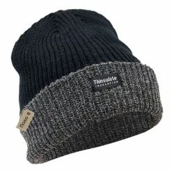 FLOSO Unisex Mens/Womens Heavy Knit Winter/Ski Thermal Hat (3M 40g) (Black)