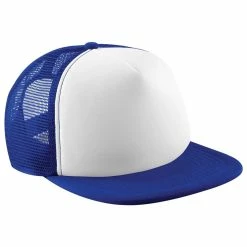Beechfield Vintage Plain Snap-Back Trucker Cap (Bright Royal/White)