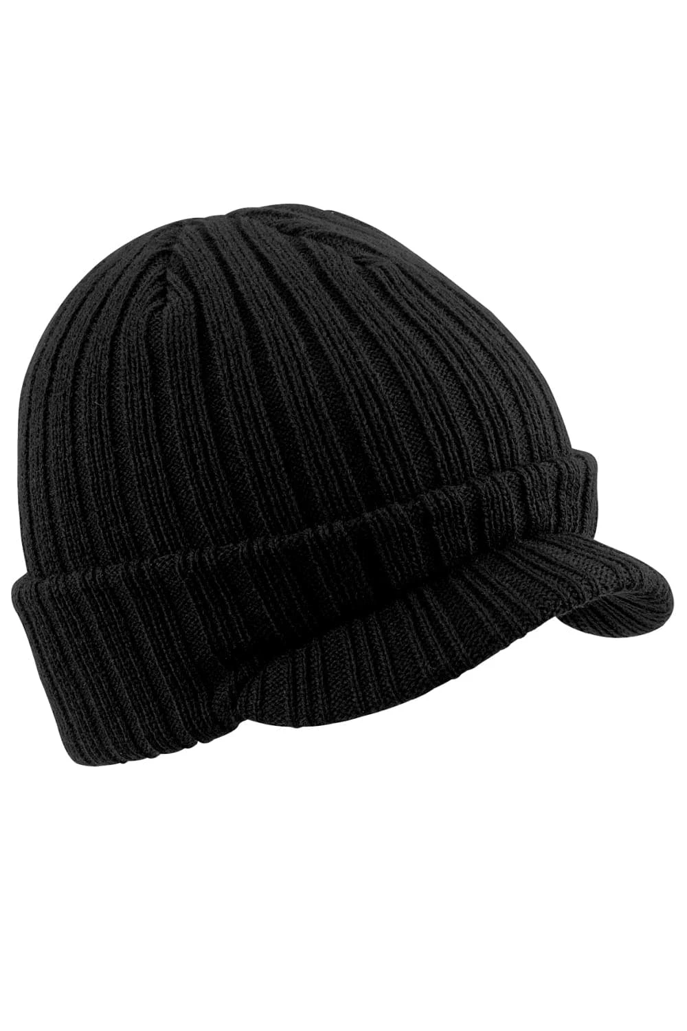 Beechfield Unisex Plain Peaked Winter Beanie Hat (Black) 3 Beechfield Unisex Plain Peaked Winter Beanie Hat (Black)