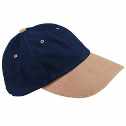 Beechfield Unisex Low Profile Heavy Brushed Cotton Baseball Cap (French Navy/Taupe)