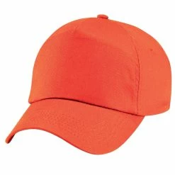 BEECHFIELD Plain Unisex Junior Original 5 Panel Baseball Cap - Dark Orange