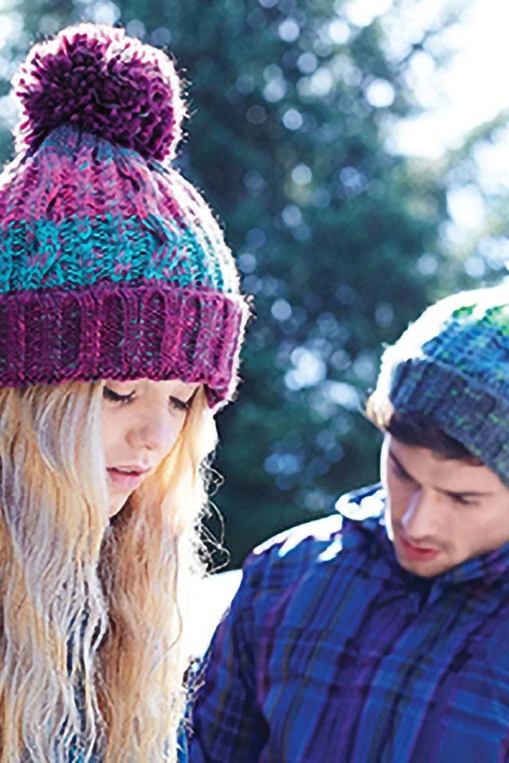 BEECHFIELD Unisex Adults Corkscrew Knitted Pom Pom Beanie Hat (Winter Berries) 4 BEECHFIELD Unisex Adults Corkscrew Knitted Pom Pom Beanie Hat (Winter Berries) - Image 2