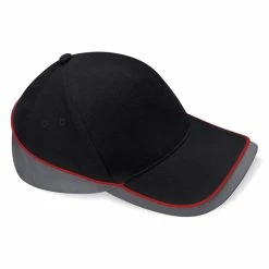 Beechfield Unisex Teamwear Competition Cap Baseball / Headwear (Black/Graphite Grey/Classic Red)