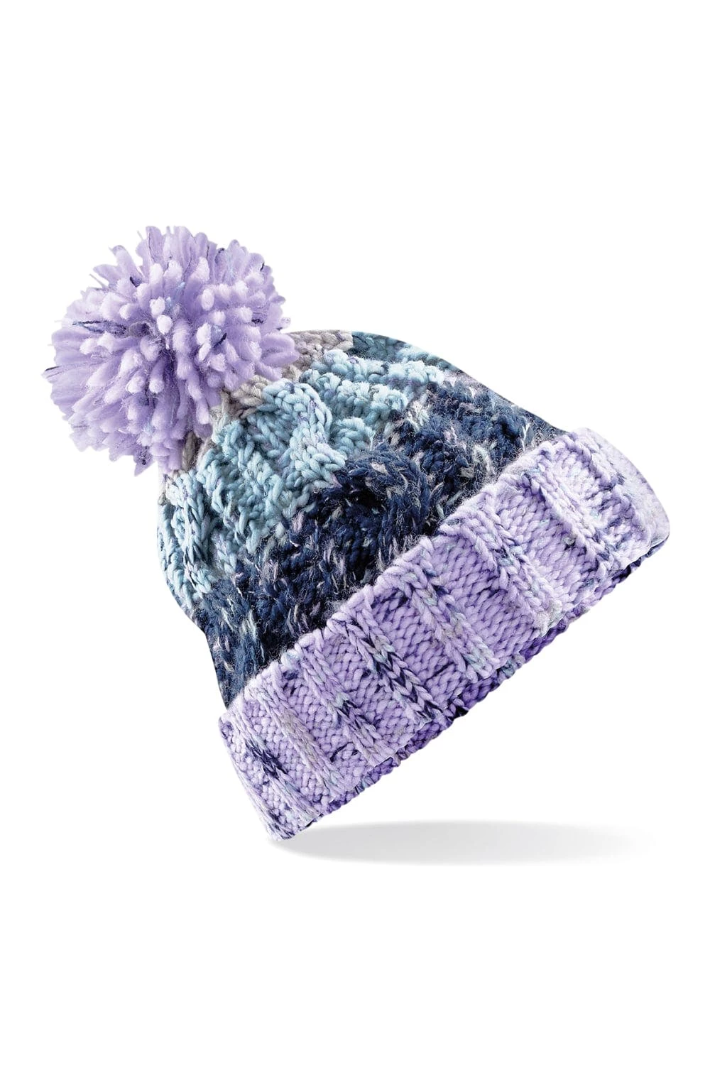 Beechfield Unisex Adults Corkscrew Knitted Pom Pom Beanie Hat (Lavender Fizz) 3 Beechfield Unisex Adults Corkscrew Knitted Pom Pom Beanie Hat (Lavender Fizz)