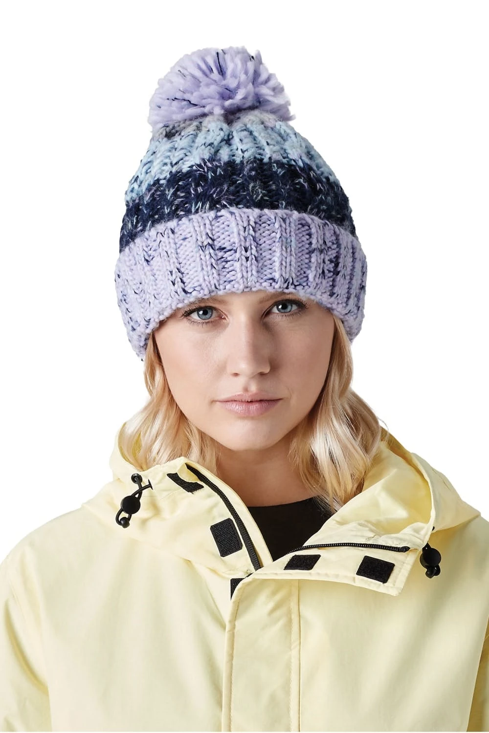 Beechfield® Womens/Ladies Corkscrew Pom Pom Beanie (Palma Violet) 4 Beechfield® Womens/Ladies Corkscrew Pom Pom Beanie (Palma Violet) - Image 2