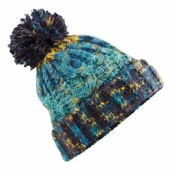 BEECHFIELD Womens/Ladies Corkscrew Pom Pom Beanie - Marine Blue