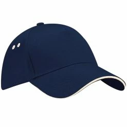 Beechfield Unisex Ultimate 5 Panel Contrast Baseball Cap With Sandwich Peak (Pack Of 2) (French Navy/Putty)