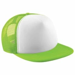 Beechfield Vintage Plain Snap-Back Trucker Cap (Pack Of 2) (Lime Green/White)