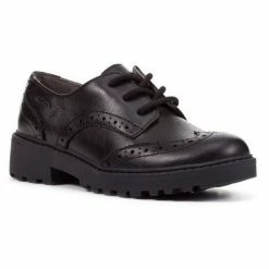 Geox Girls J Casey G. N Lace Up Leather School Shoe (Black)