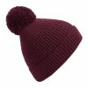 BEECHFIELD Unisex Engineered Knit Ribbed Pom Pom Beanie (Burgundy) -Beechfield Sales M05059444183973 879352764