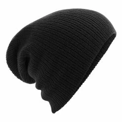 Beechfield Unisex Heavy Gauge Slouch Beanie (Black)