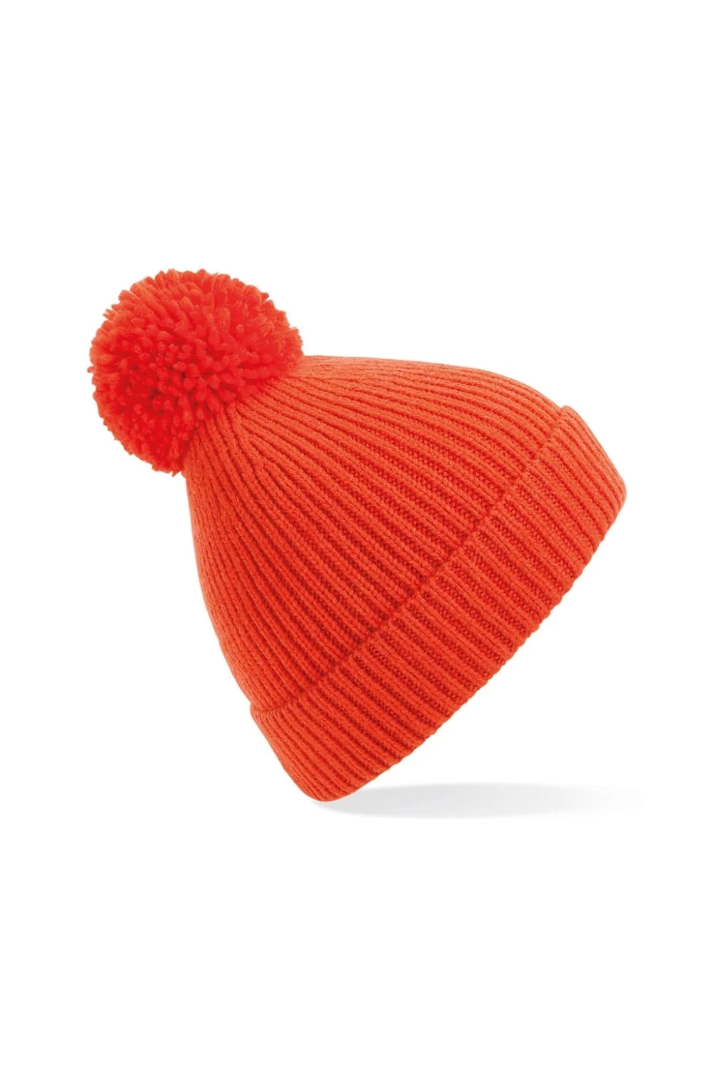 Beechfield Engineered Knit Ribbed Pom Pom Beanie (Fire Red) 3 Beechfield Engineered Knit Ribbed Pom Pom Beanie (Fire Red)
