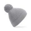 Beechfield Engineered Knit Ribbed Pom Pom Beanie (Light Gray) -Beechfield Sales M05059444612954 2634287543