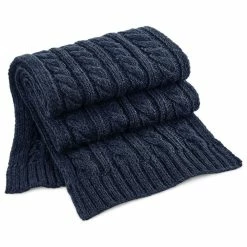 Beechfield Cable Knit Melange Scarf (Navy)