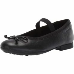 Geox Girls Plie Leather School Shoes (Black)