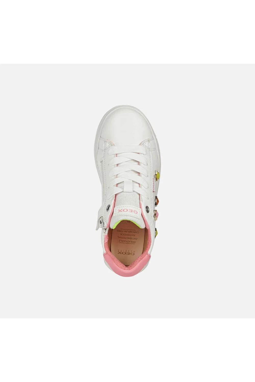 Geox Girls Rebecca Leather Sneakers (White/Fuchsia) 6 Geox Girls Rebecca Leather Sneakers (White/Fuchsia) - Image 4