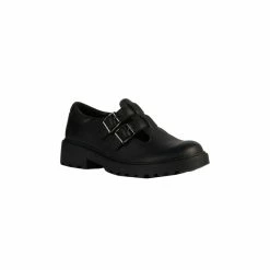 Beechfield Sales 35 Geox Girls Casey Leather School Shoes (Black)