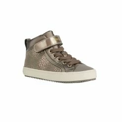 Geox Girls Kalispera Leather Lined Sneakers (Dark Beige)