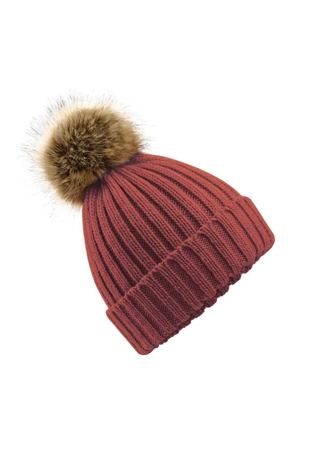 Beechfield Unisex Fur Pop Pom Chunky Beanie 3 Beechfield Unisex Fur Pop Pom Chunky Beanie