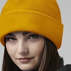 Beechfield Sales 12 Beechfield Unisex Adult Cuffed Fleece Beanie (Mustard Yellow)