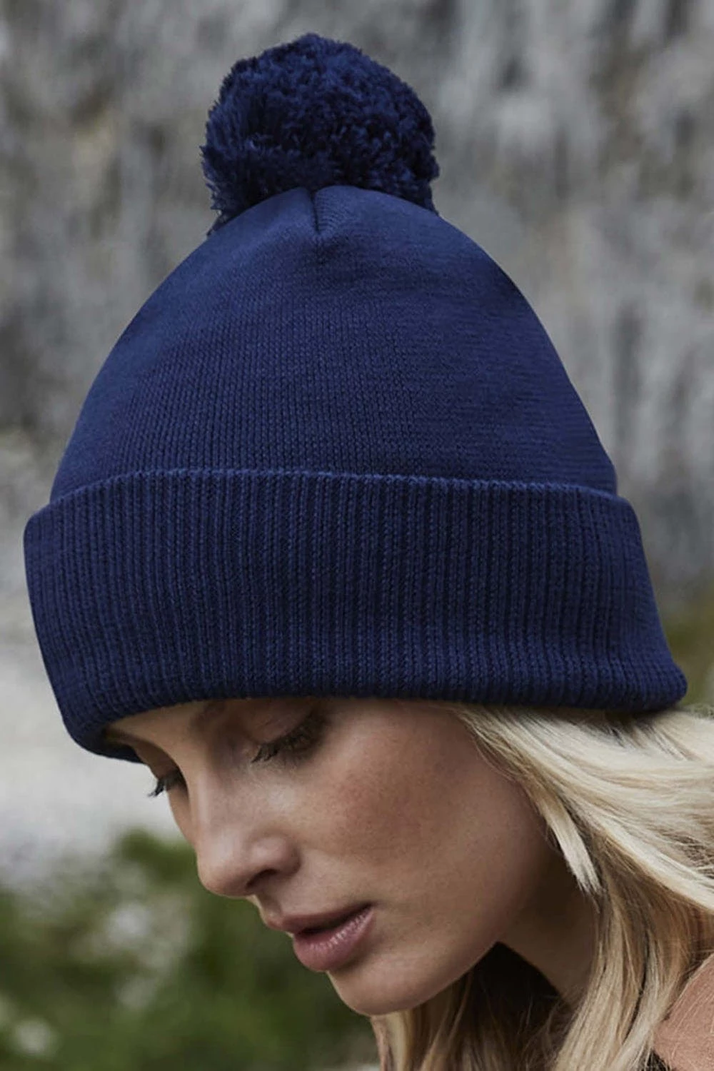 Beechfield Unisex Adult Snowstar Organic Cotton Beanie (Oxford Navy) 4 Beechfield Unisex Adult Snowstar Organic Cotton Beanie (Oxford Navy) - Image 2